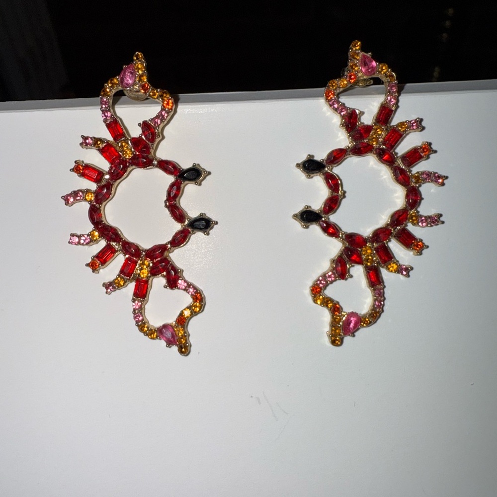 Cute Red Crystal Crab Earrings